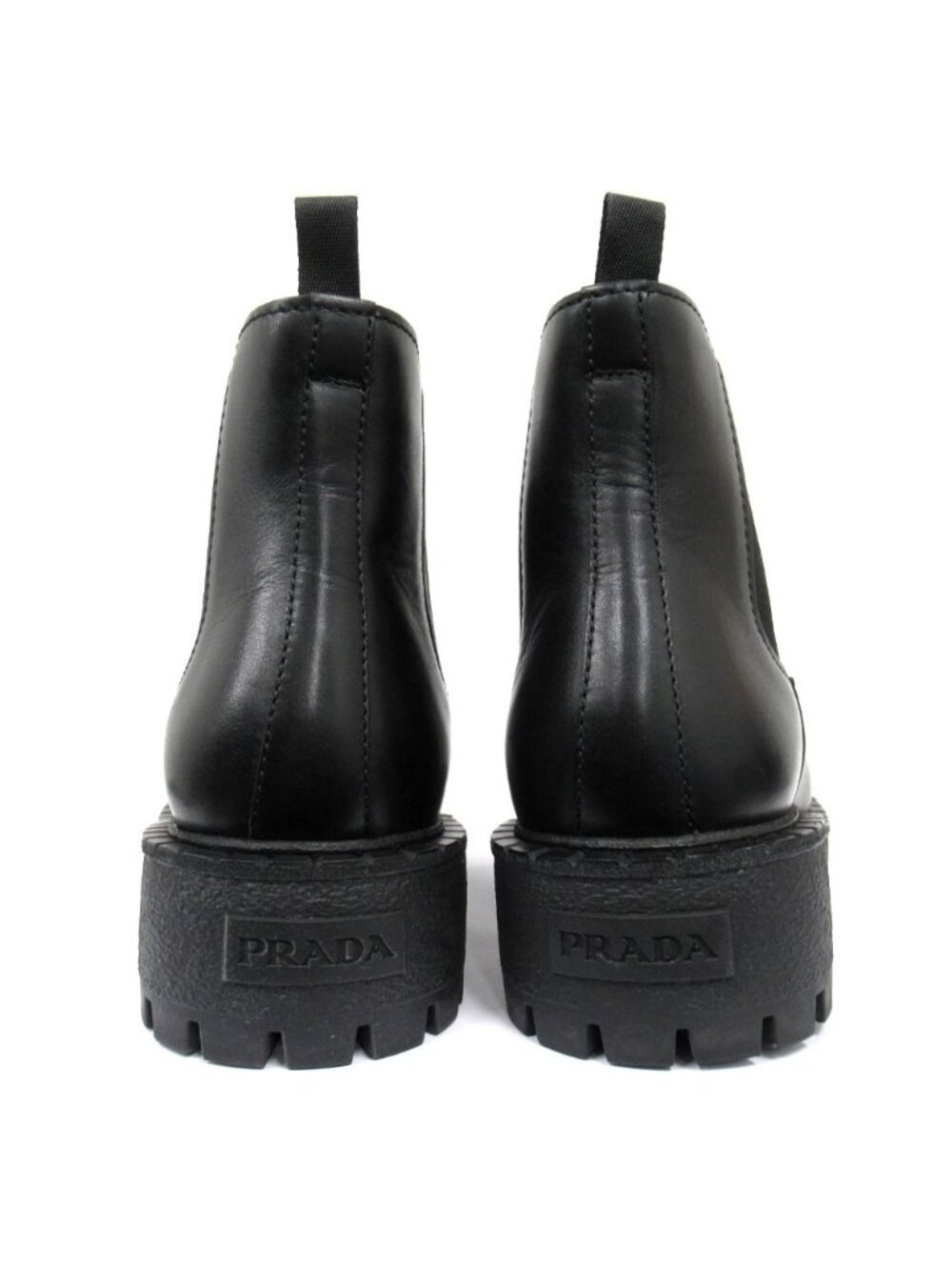 Prada Leather Chelsea Boots Shoes Side Gore 5.5 Black - Picture 4 of 6